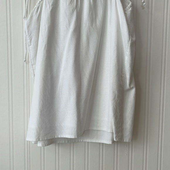 White Linen Mini Dress with Side Cutouts - Picture 5 of 5
